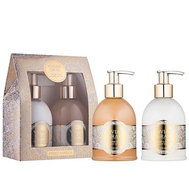 Set cadou Vivian Gray Romance Vanilla & Patchouli, Sapun lichid, 250 ml + Crema de maini, 250 ml