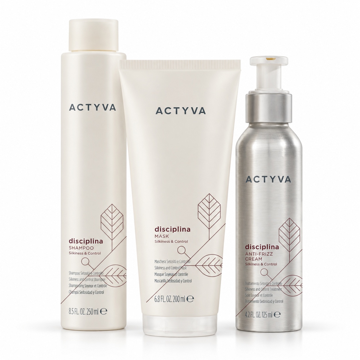 Set de disciplinare Kemon Actyva Disciplina, Sampon 250 ml + Masca 200 ml + Tratament fluid 125 ml