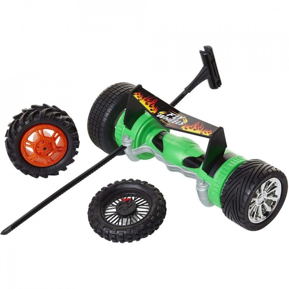 Set Fly Wheels, 4 anvelope si lansator turbo (CULOARE: verde)