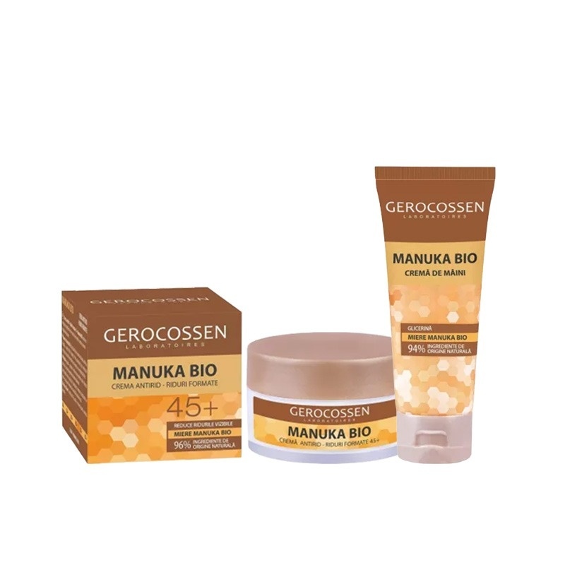 Set Gerocossen Manuka Bio – Crema Antirid 45+, 50ml si Crema de Maini 75ml