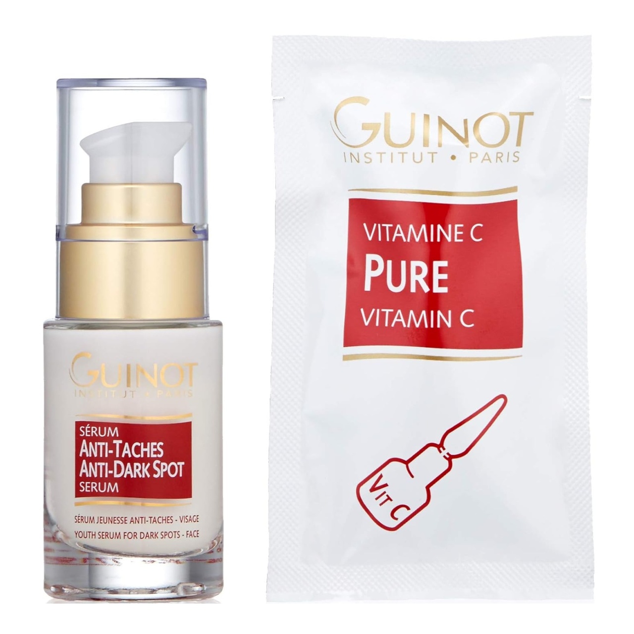 Set Guinot Anti-Taches, Anti-Dark Spots, Serum, For Face, 23.5 ml + Pure, Vitamin C, Serum, For Face, 1.5 ml