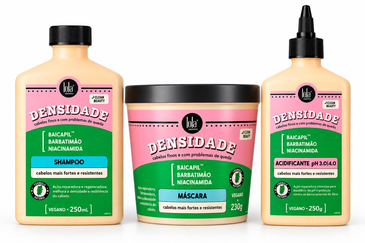 Set Lola Cosmetics Densidade pentru Păr Fin și Fragil – Șampon 250 ml + Acidifiant 250g + Mască Fortifiantă 230 g