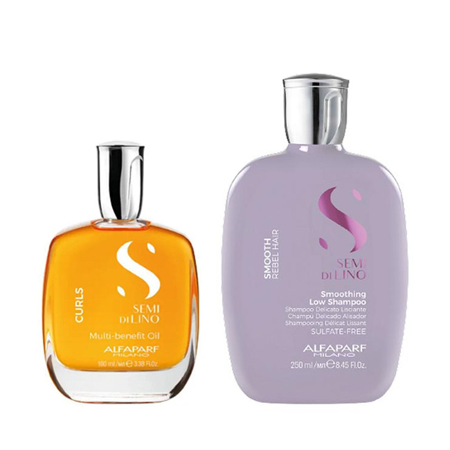 Set pentru netezire Alfaparf Milano Semi Di Lino Sampon 250 ml + Ulei pentru netezire 100 ml (Gramaj: 250 ml + 100 ml)