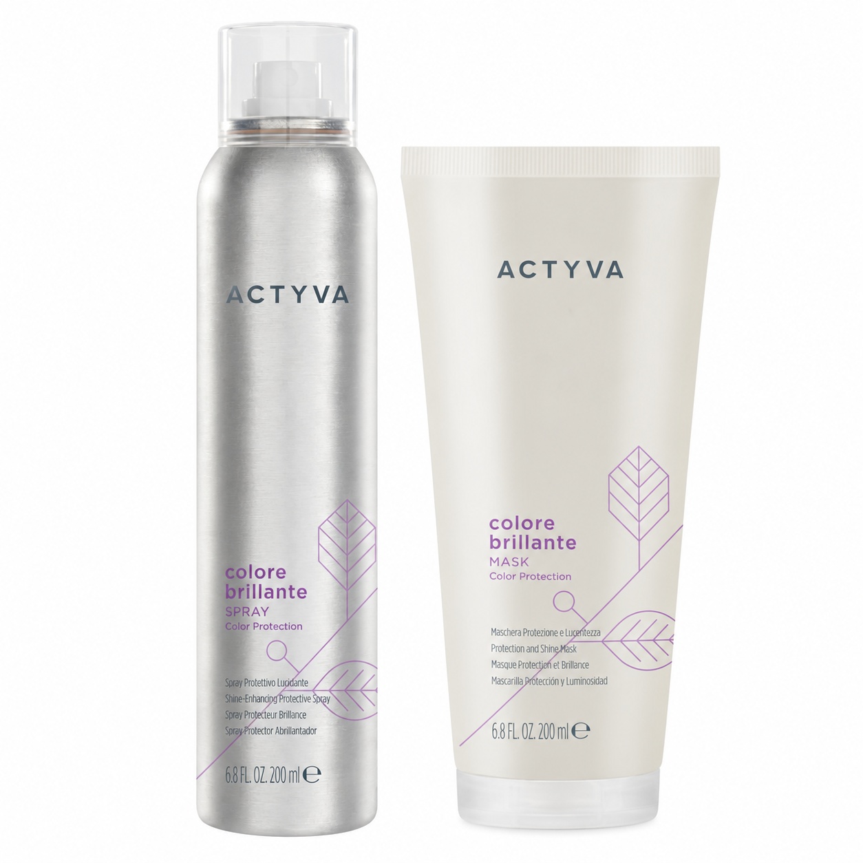 Set pentru par vopsit Kemon Actyva Colore Brillante, Spray 200 ml + Masca 200 ml