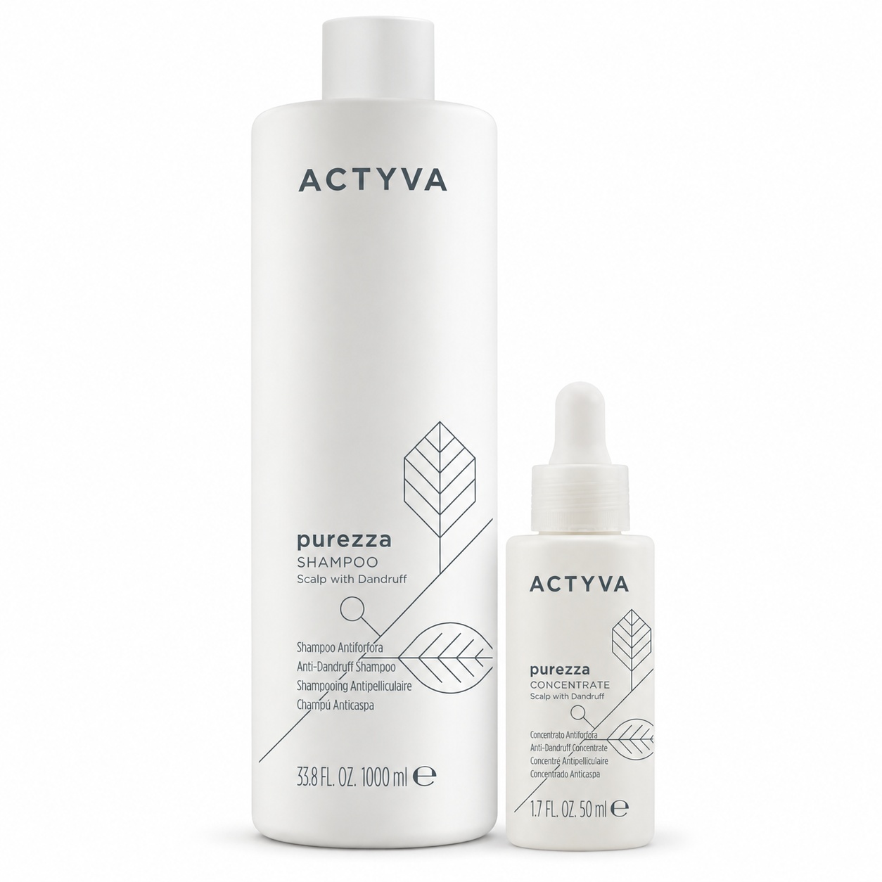 Set pentru purificare scalp Kemon Actyva Purezza, Sampon 1000 ml + Tratament 50 ml