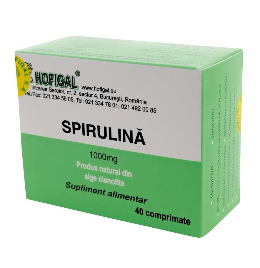 Spirulina 1000 mg Hofigal 40 tablete (Concentratie: 1000 mg)