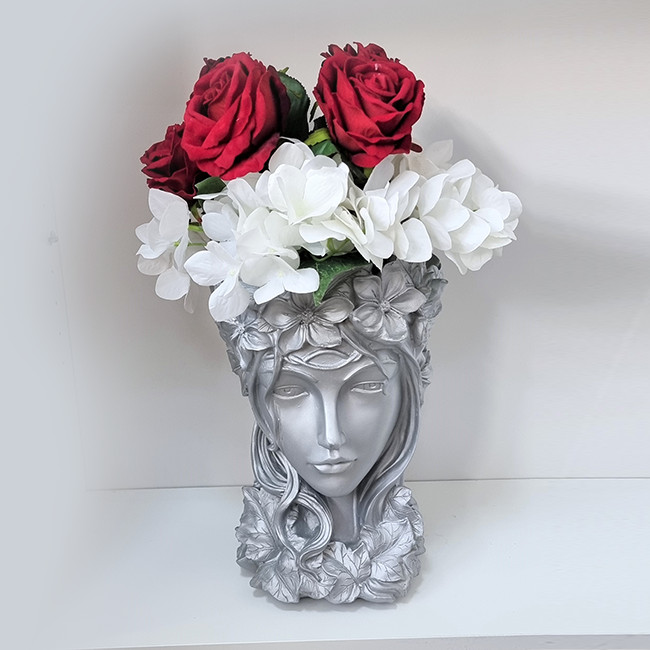 Vaza Venus Flower Lady, silver (Vaza venus: fara aranjament)
