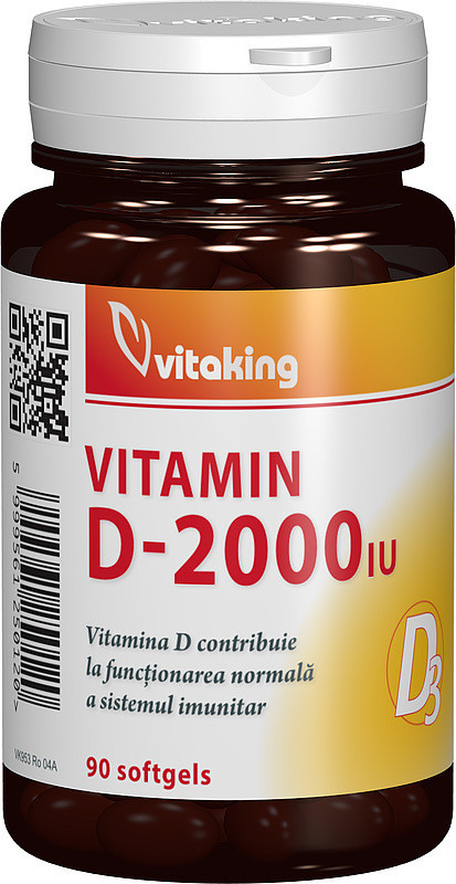 Vitamina D 2000 UI capsule Vitaking (Ambalaj: 90 capsule, TIP PRODUS: Suplimente alimentare, Concentratie: 2000 UI)