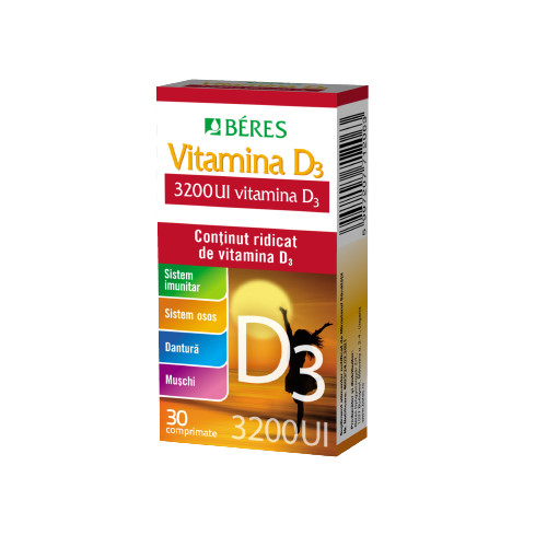 Vitamina D3, 3200 UI, Béres, 30 comprimate (Ambalaj: 30 comprimate)