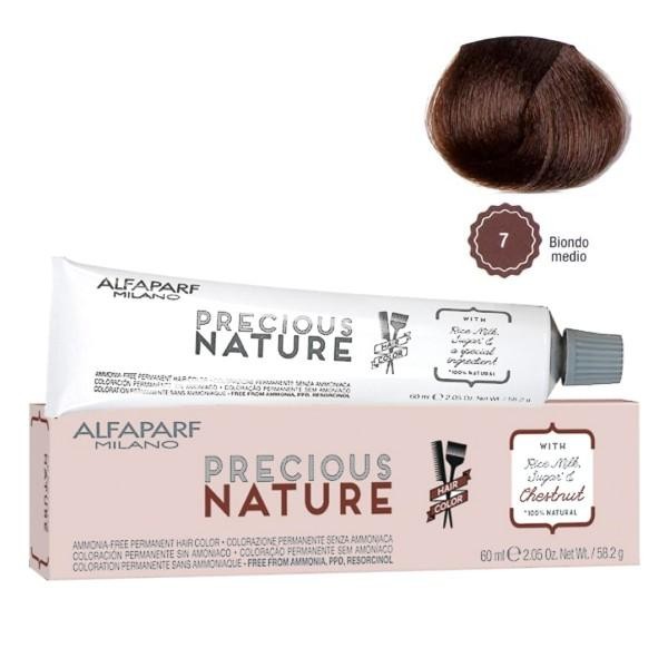 Vopsea Permanenta Fara Amoniac Alfaparf Milano Precious Nature (Concentratie: Vopsea permanenta, Gramaj: 60 ml, Culoare vopsea: 7 NI Biondo Medio Intenso)