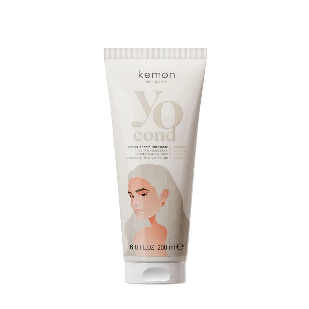Balsam Nuantator Kemon Yo Cond Platino, pentru Neutralizarea Tonurilor Galbene si Reflexe Blond Platinat, 200 ml
