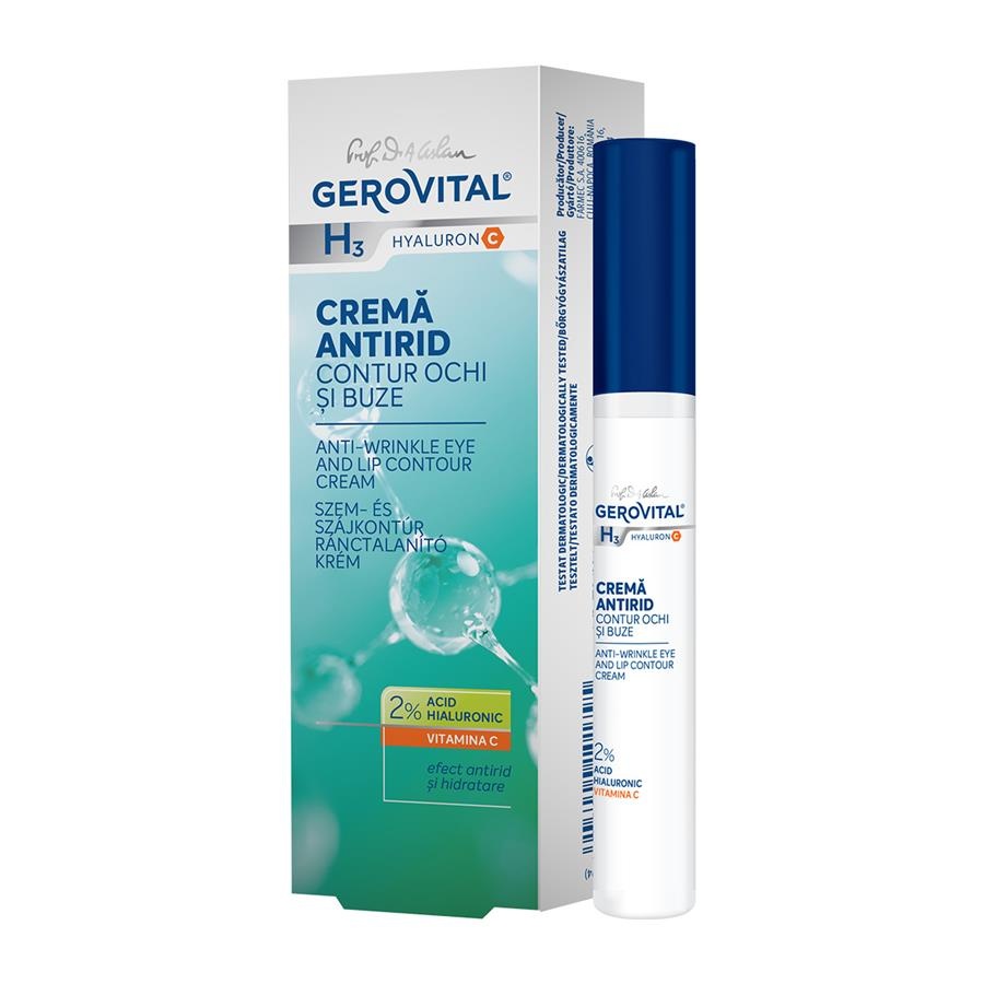 Crema antirid contur ochi si buze Gerovital H3 Hyaluronic C (Concentratie: Crema pentru ochi, Gramaj: 15 ml)