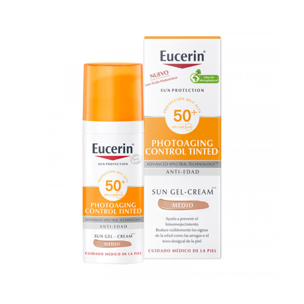 Emulsie antirid cu SPF 50+ nuanta medium Eucerin Sun Protection, 50 ml