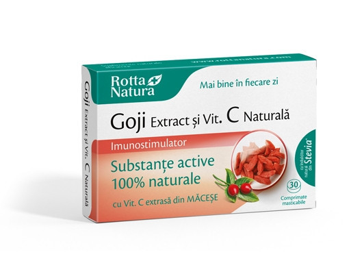 Goji extract + Vitamina C naturala 30 comprimate masticabile