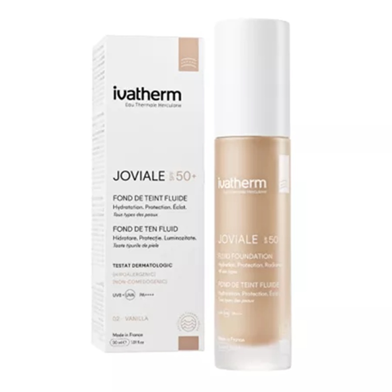 Ivatherm Fond de Ten Fluid SPF50+ Joviale, 30 ml (Nuanta fond de ten: 02 Vanila)