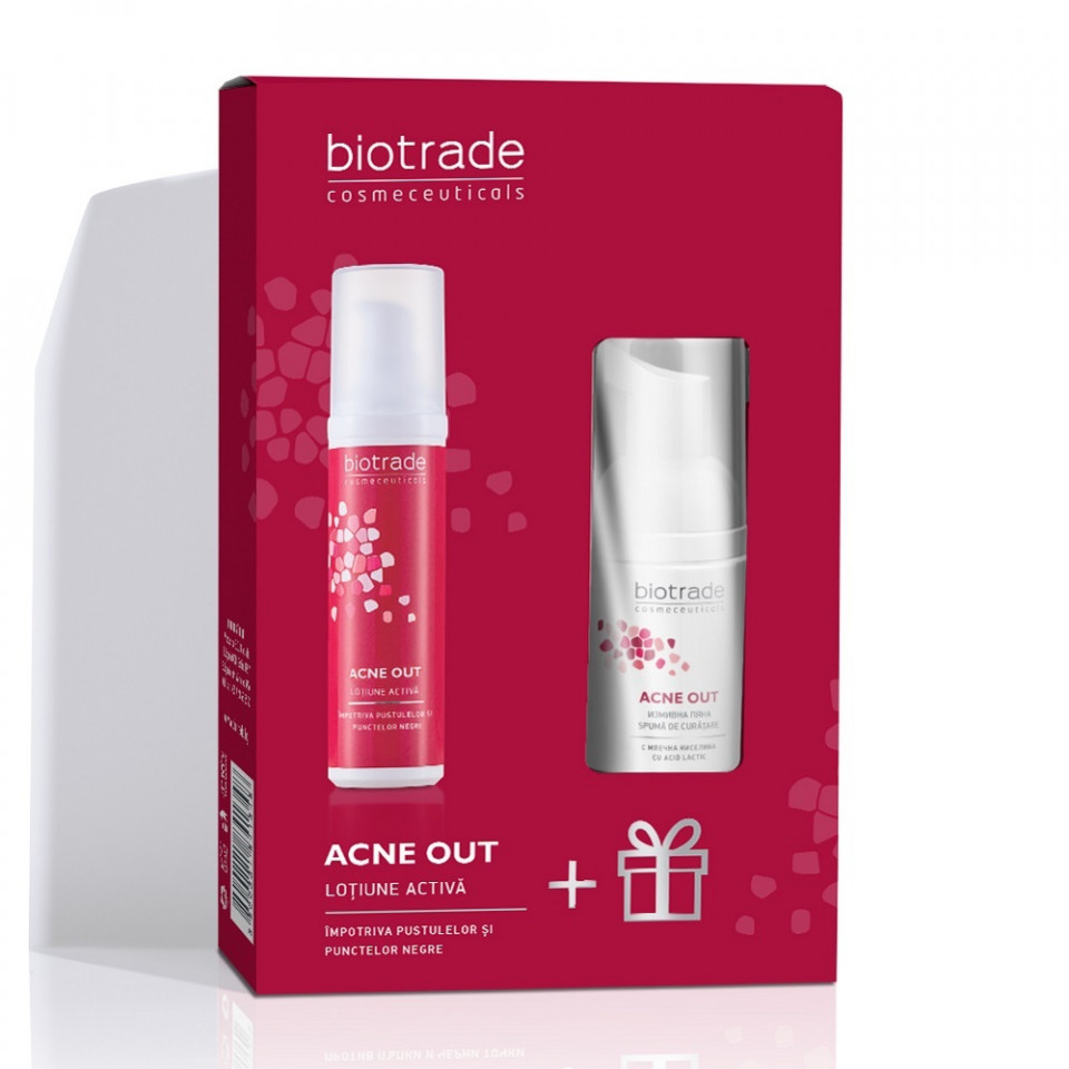 Pachet Biotrade Acne Out Lotiune Activa, 60 ml si Spuma de curatare, 20 ml