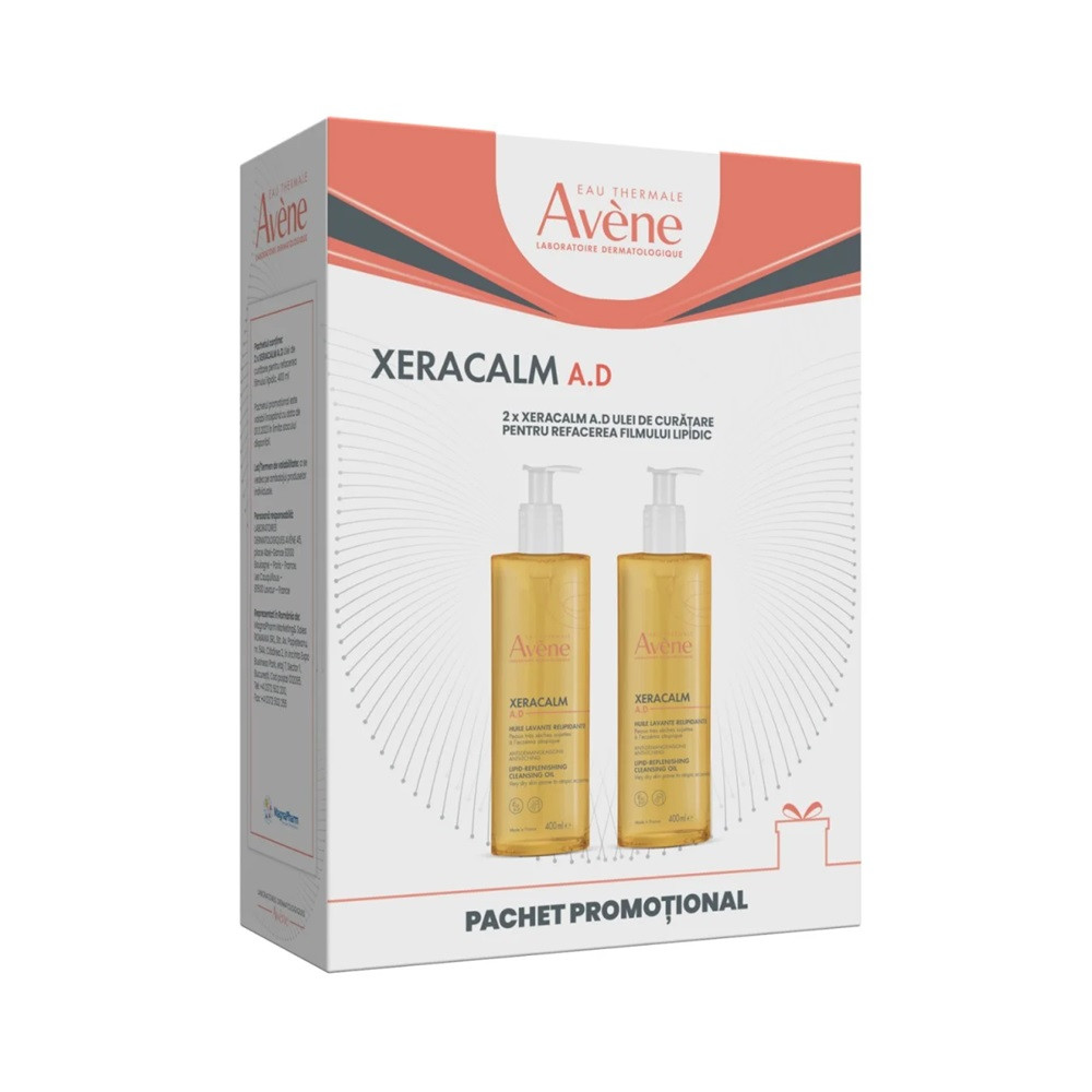 Pachet Ulei de curatare pentru pielea predispusa la dermatita atopica XeraCalm AD Avene, 2x400 ml