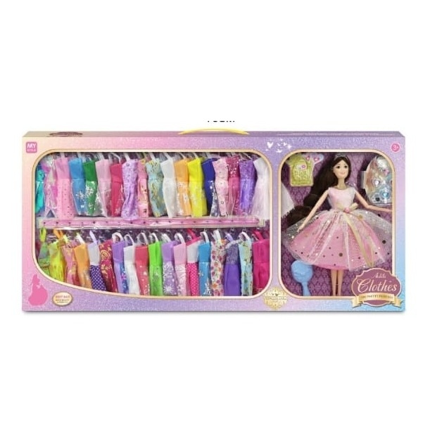 Papusa Printesa cu Garderoba Completa, 36 Rochii si Accesorii