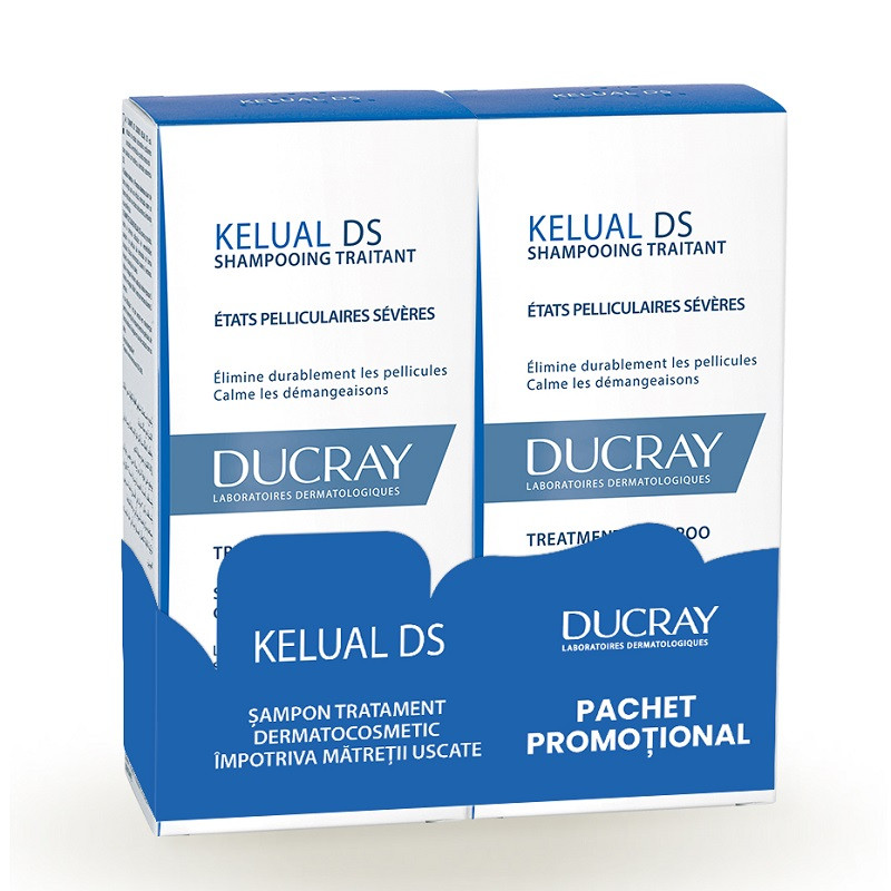 Sampon tratament pentru reducerea scuamelor cu efect anti-recidiva Kelual DS, Ducray (Concentratie: 