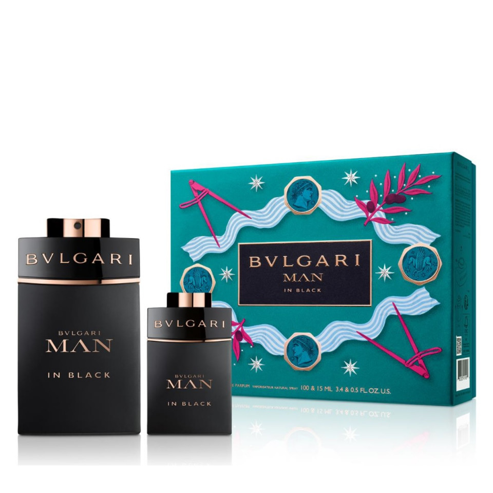 Set Cadou Bvlgari Man In Black, Apa de Parfum, Barbati (Continut set: 100 ml Apa de Parfum + 15 ml Apa de Parfum)