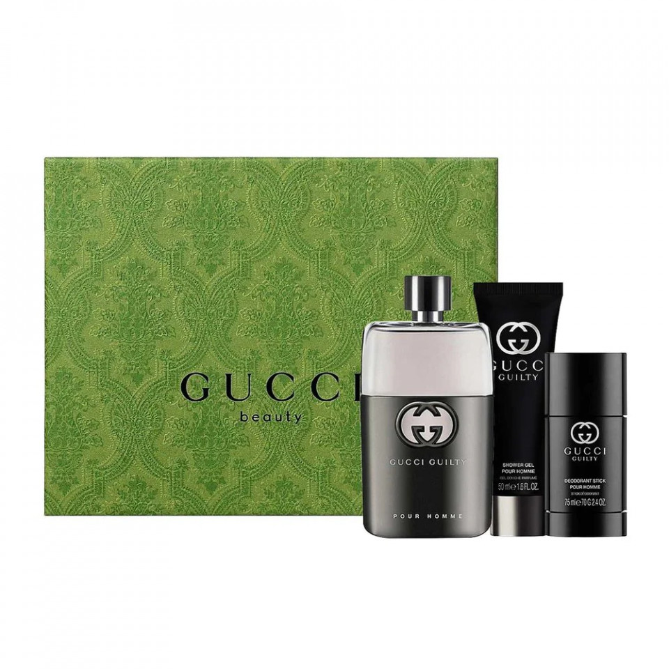 Set Cadou Gucci Guilty pour Homme, Apa de Toaleta, 90 ml + Deodorant stick 75 ml + Gel de dus , 50 m