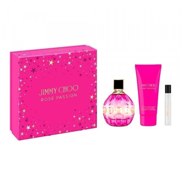 Set cadou Jimmy Choo Rose Passion, Femei, Apa de Parfum 100 ml + Lotiune de corp 100 ml + 7,5 ml Min