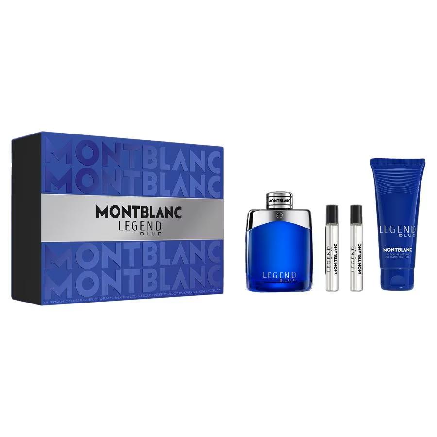 Set cadou Mont Blanc Legend Blue, Barbati Apa de Parfum, 100 ml + Gel de dus 100 ml + Apa de Parfum, 2 x 7,5 ml