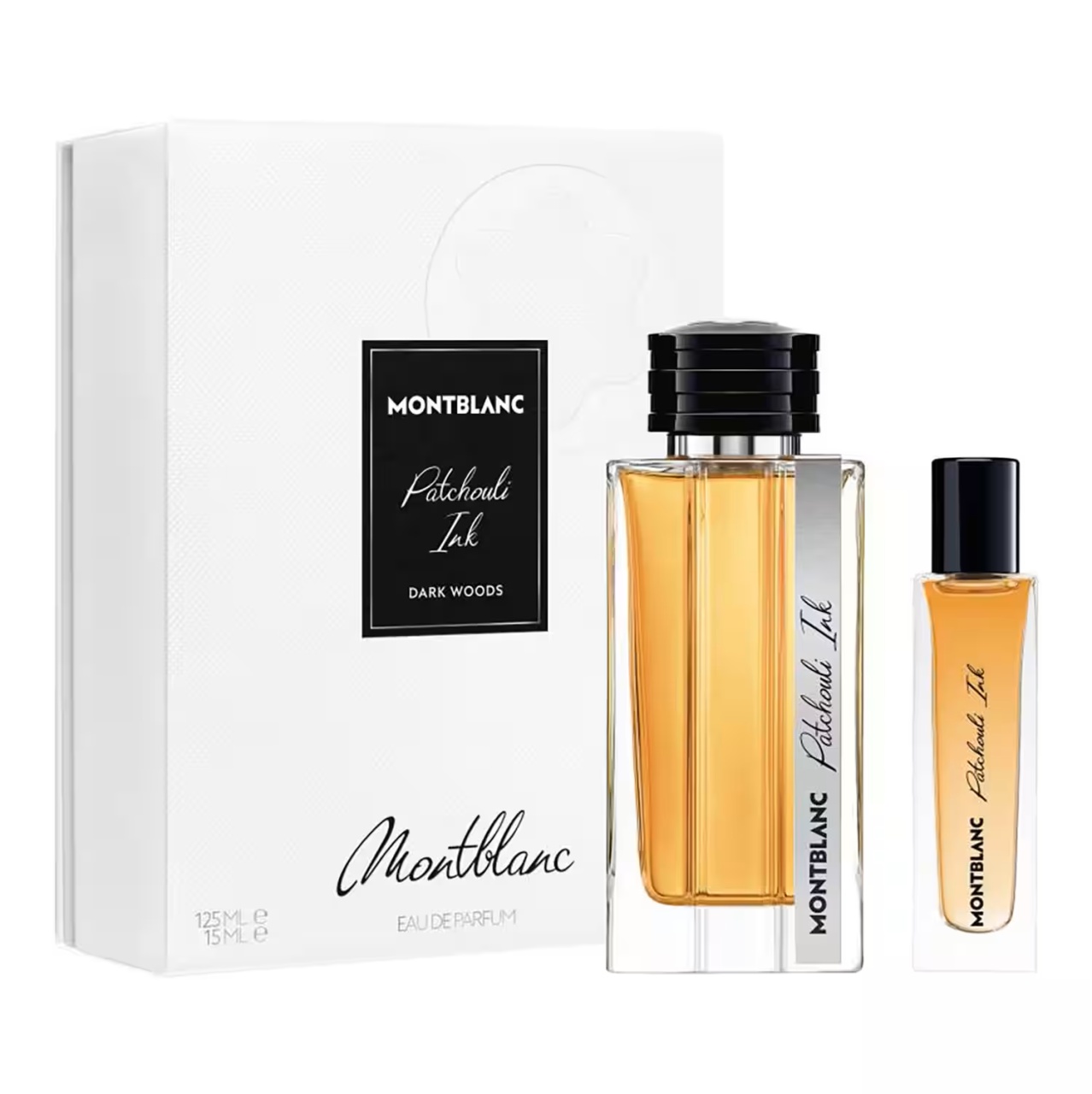 Set cadou Montblanc Collection Patchouli Ink, Barbati, Apa de Parfum, 125 ml + 15 ml