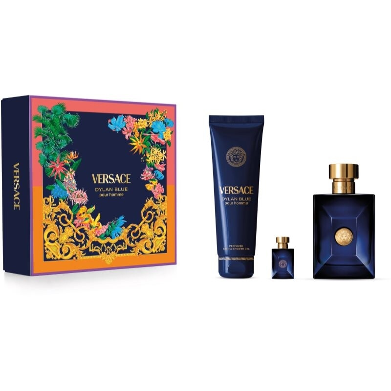 Set cadou Versace Pour Homme Dylan Blue, Apa de Toaleta, 100 ml + 5 ml si Gel de dus, 150 ml