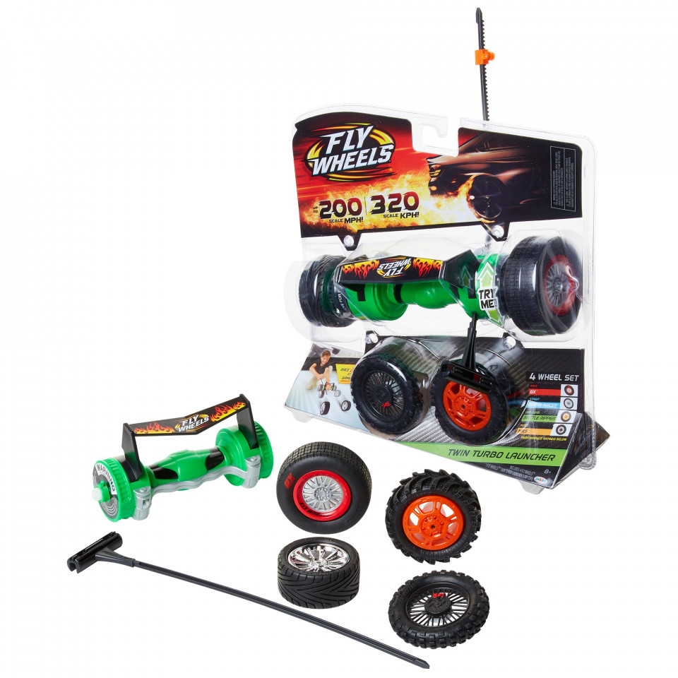 Set Fly Wheels, 4 anvelope si lansator turbo (CULOARE: verde) - 3 | YEO