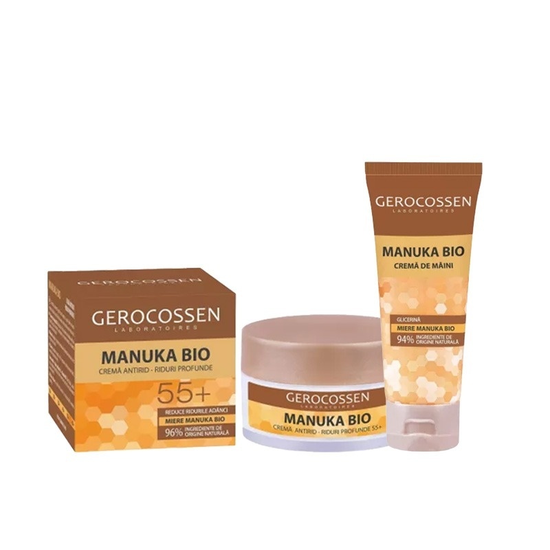 Set Gerocossen Manuka Bio – Crema Antirid 55+, 50ml si Crema de Maini 75ml