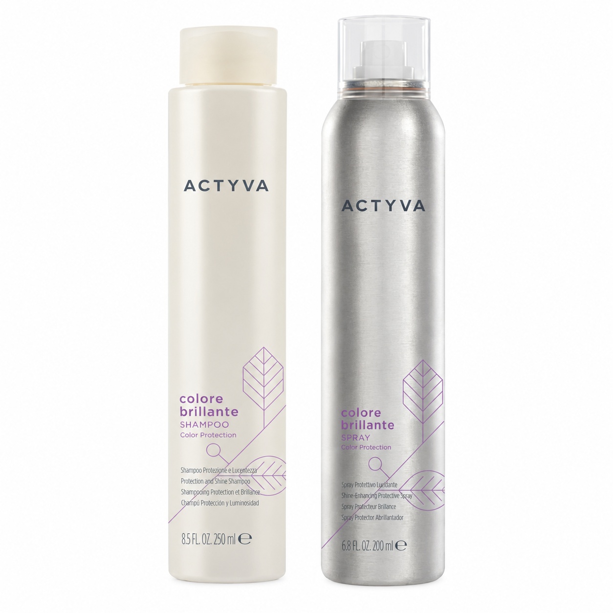 Set pentru par vopsit Kemon Actyva Colore Brillante, Sampon 250 ml + Spray 200 ml
