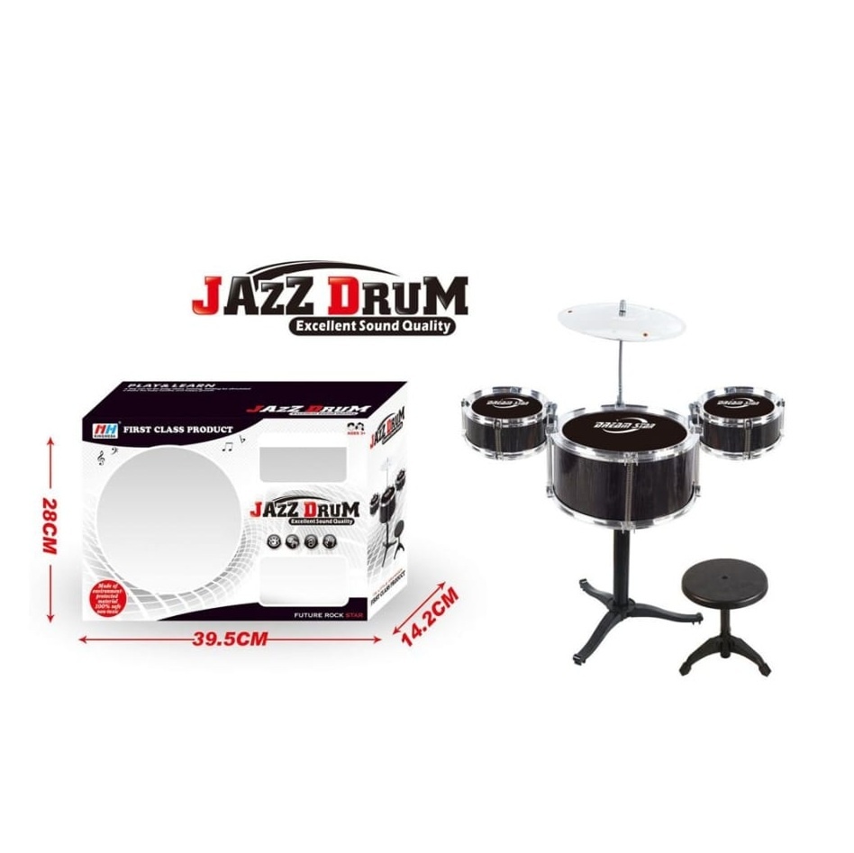 Set Tobe Jazz Drum - Jucarie Muzicala pentru Copii, cu Scaun si 3 Tobe