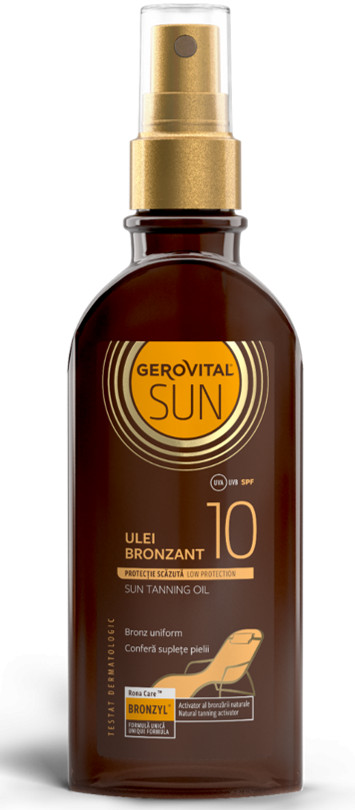 Ulei bronzant Gerovital Sun SPF 10, 150 ml