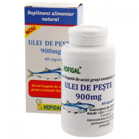 Ulei de peste 900 mg Hofigal, 40 capsule moi (Ambalaj: 40 capsule)