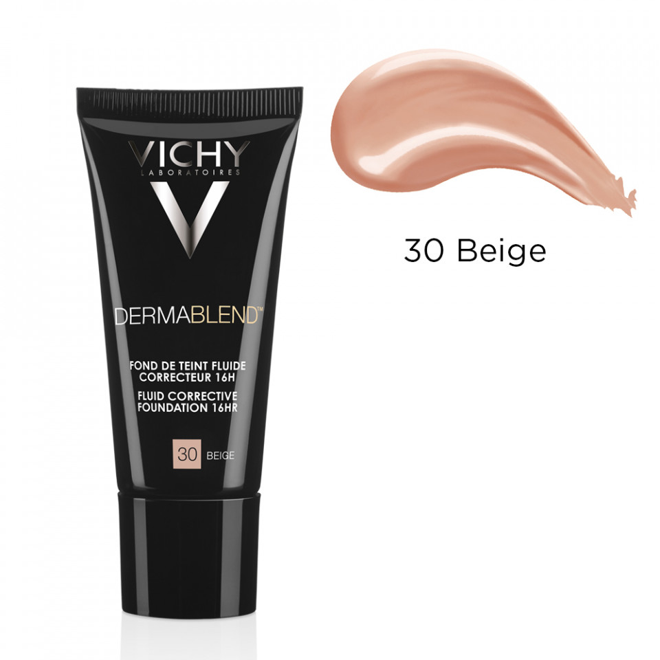 Vichy DermaBlend Fond de ten corector acoperire 16h (Concentratie: Fond de ten, Gramaj: 30 ml, Nuanta fond de ten: Nuanta 30)