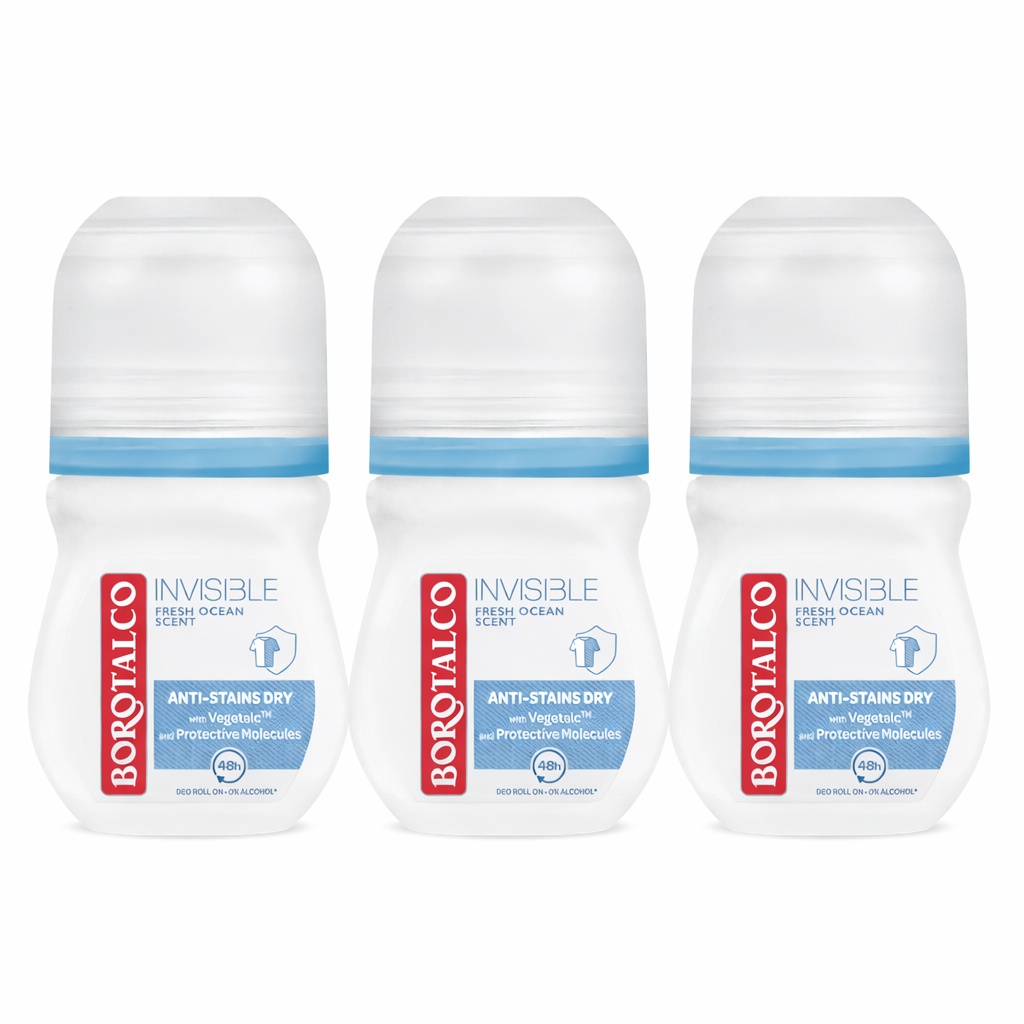 Deodorant Roll-On Borotalco Invisible Fresh (Gramaj: 3 x 50 ml)
