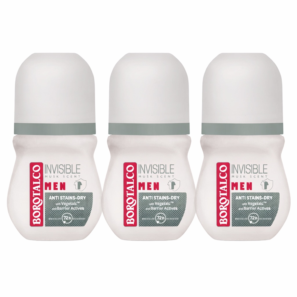 Deodorant Roll-on Borotalco Men Invisible, 50 ml (Gramaj: 3 x 50 ml)