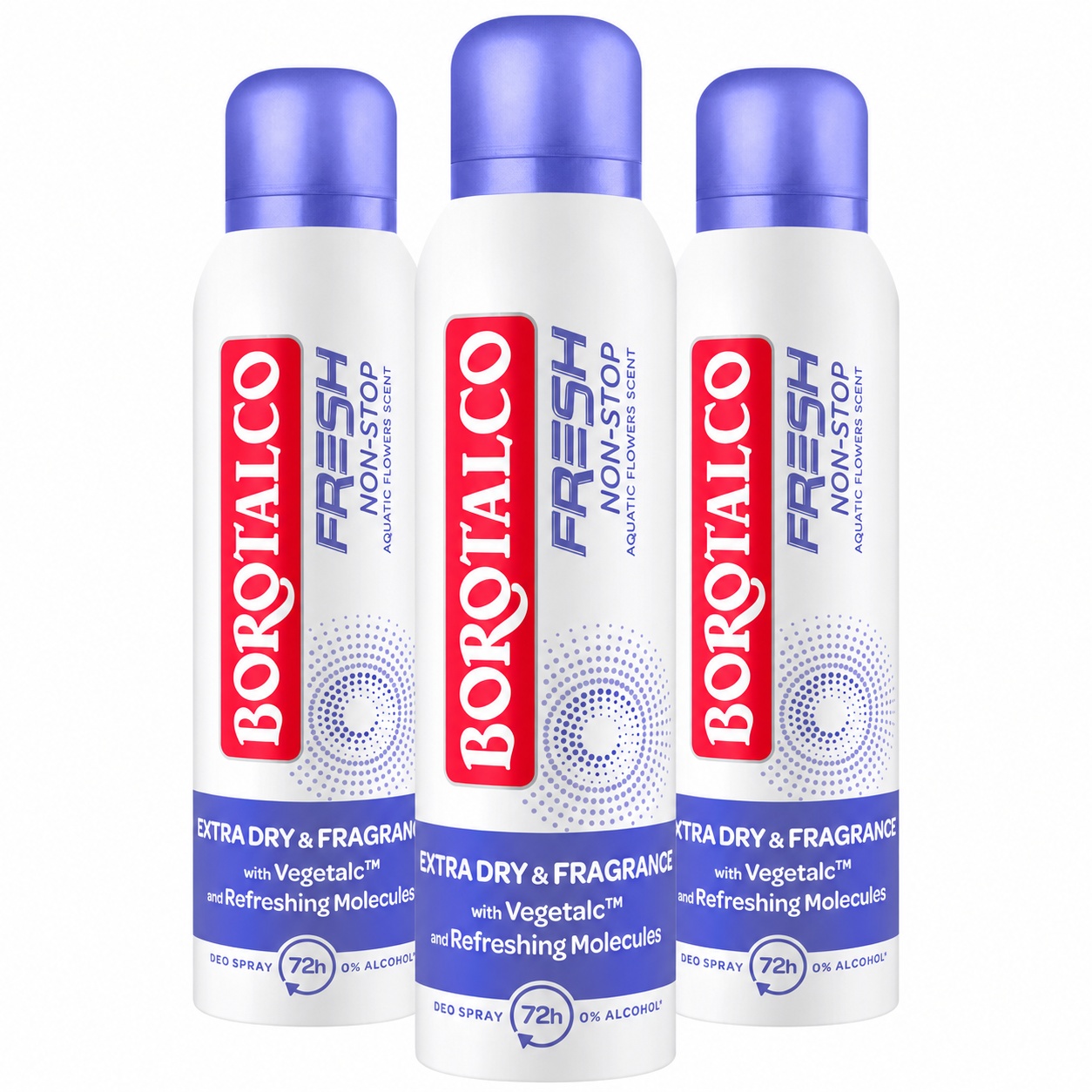 Deodorant Spray antiperspirant Fresh Non-Stop Fresh Talc Scent Borotalco, 150 ml (Gramaj: 3 x 150 ml)