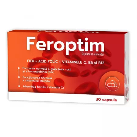 Feroptim aromă ciocolată 30 capsule masticabile Zdrovit