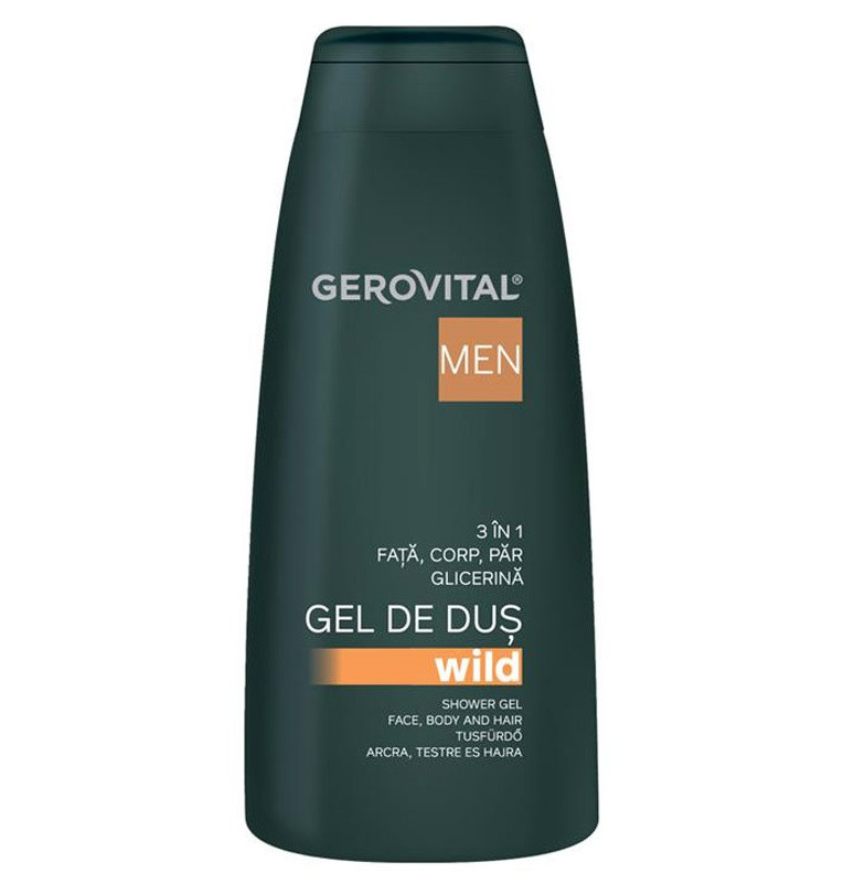 Gel de dus Wild 3 in 1 Gerovital Men (Concentratie: Gel de dus, Gramaj: 400 ml)