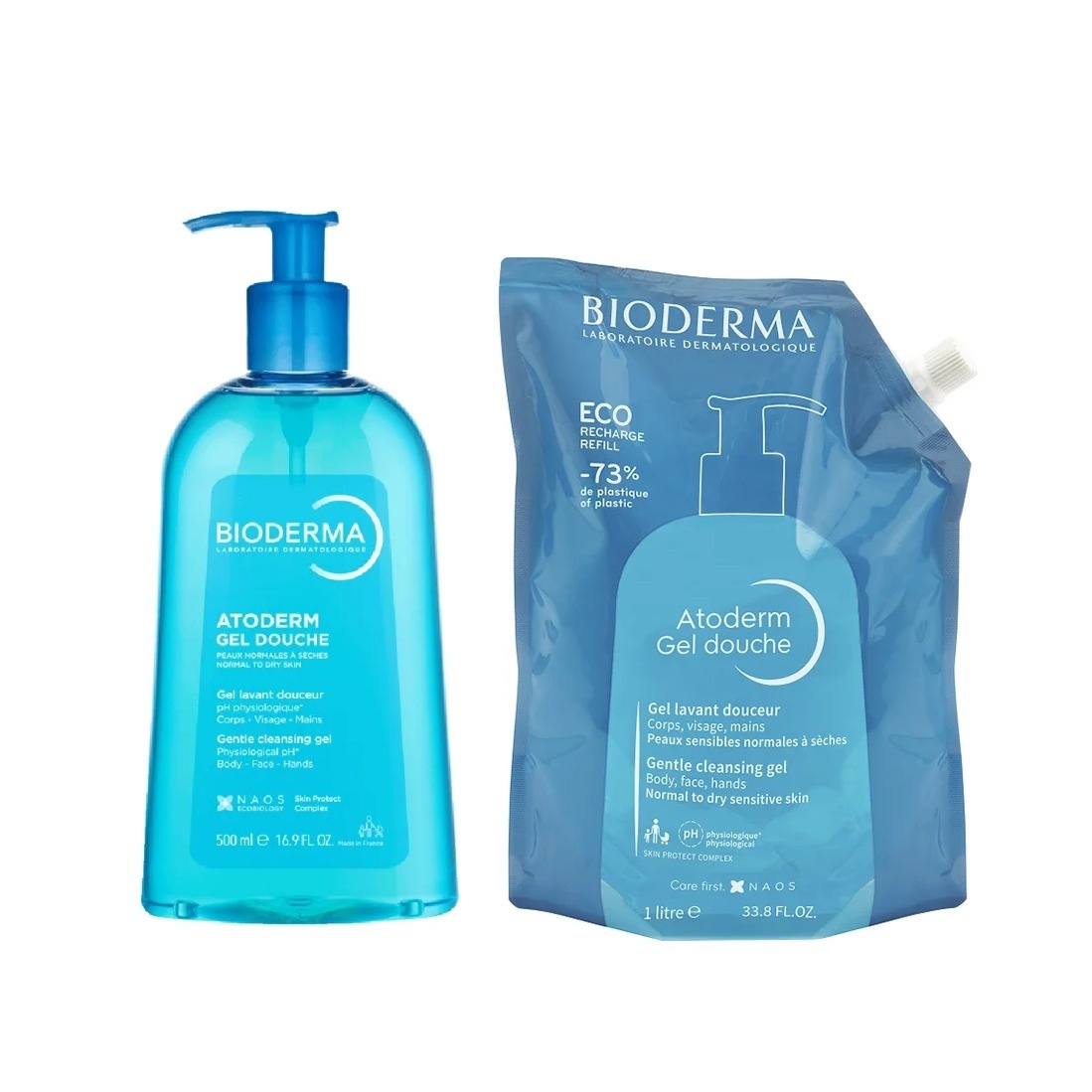 Pachet Gel de dus Bioderma Atoderm 500 ml + Rezerva eco gel de dus Atoderm 1000 ml