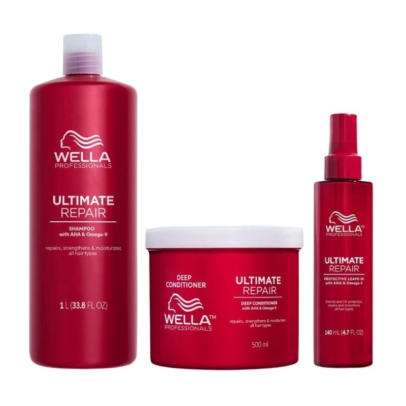 Pachet Wella Professionals Ultimate Repair – Sampon 1000 ml + Balsam tratament 500 ml + Spray Leave-In 140 ml