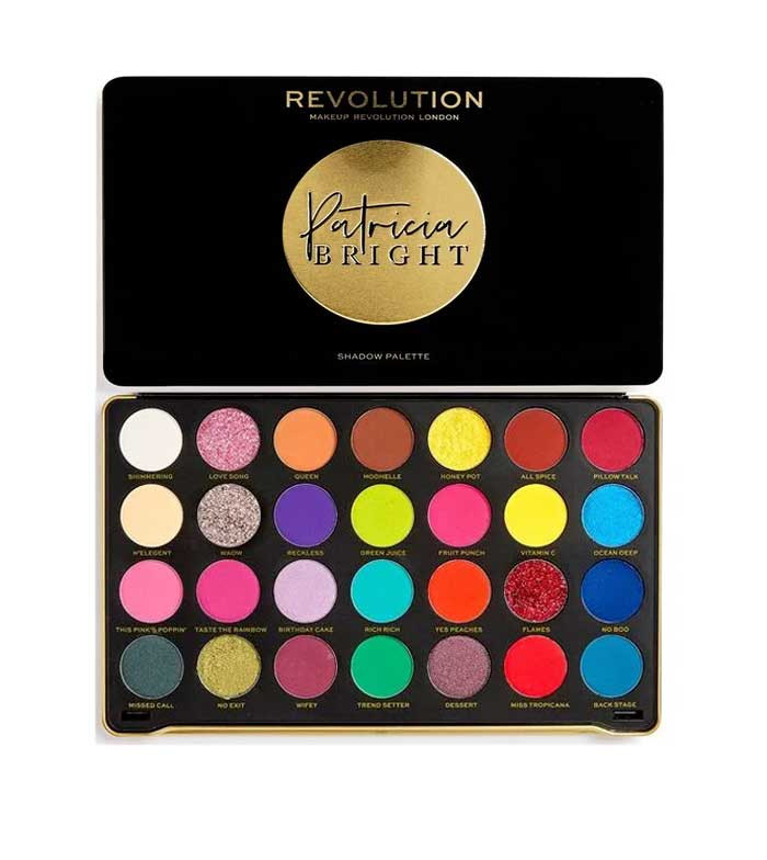 Paleta machiaj Eye X Patricia Bright Rich In Color Makeup Revolution (Concentratie: Trusa de farduri, Gramaj: 28 X 1.2 Gr)