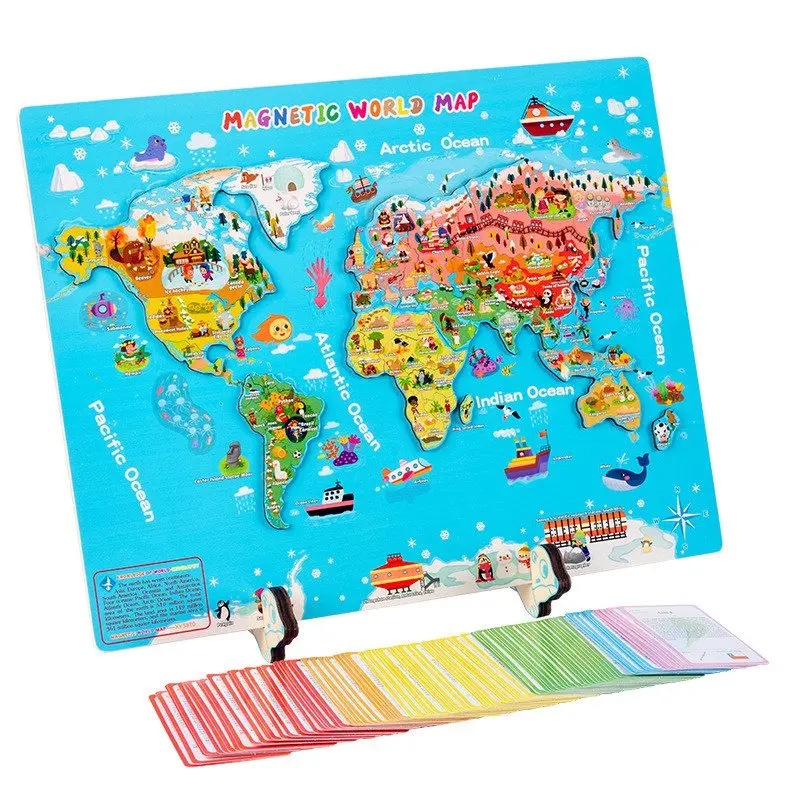 Puzzle Din Lemn, Magnetic World Map