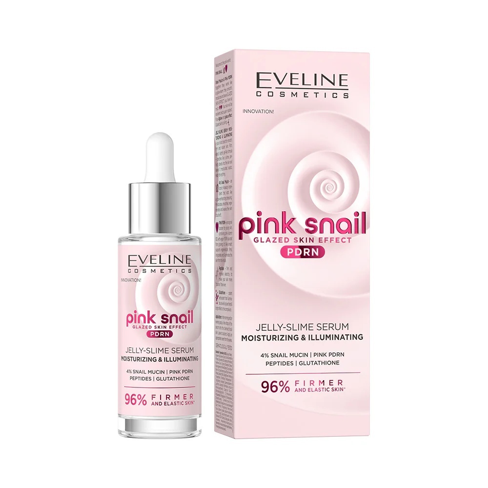 Ser Jelly pentru Fata Hidratant si Iluminator Eveline Cosmetics Pink Snail PDRN, 30ml