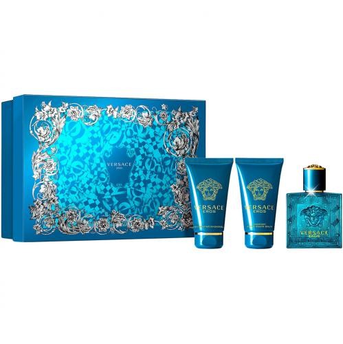 Set Cadou Versace Eros, Apa de toaleta, Barbati (Continut set: 50 ml Apa de Toaleta + 50 ml Gel de d