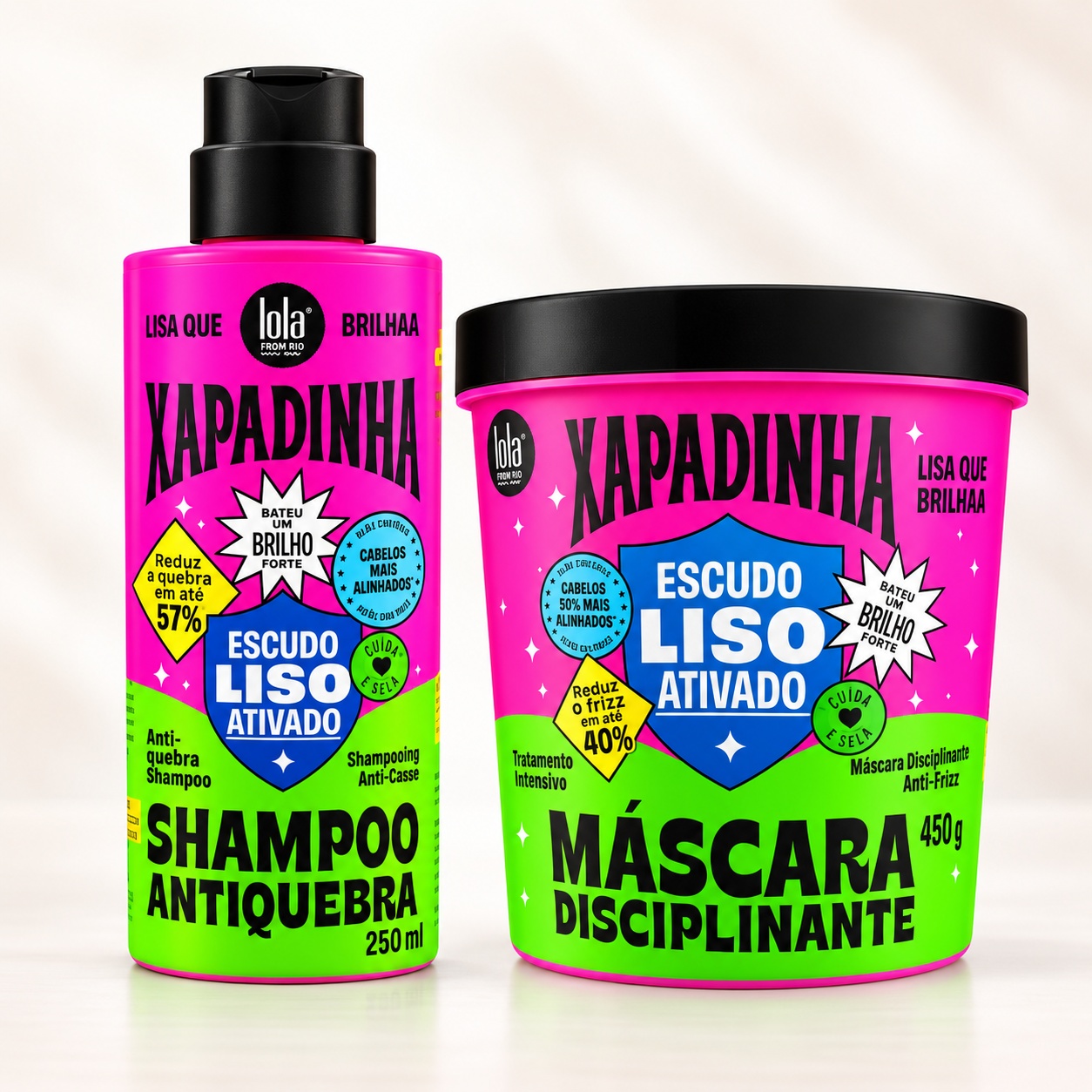 Set Lola Cosmetics Xapadinha: Șampon Anti-Rupere 250 ml + Mască Disciplinantă 450 g
