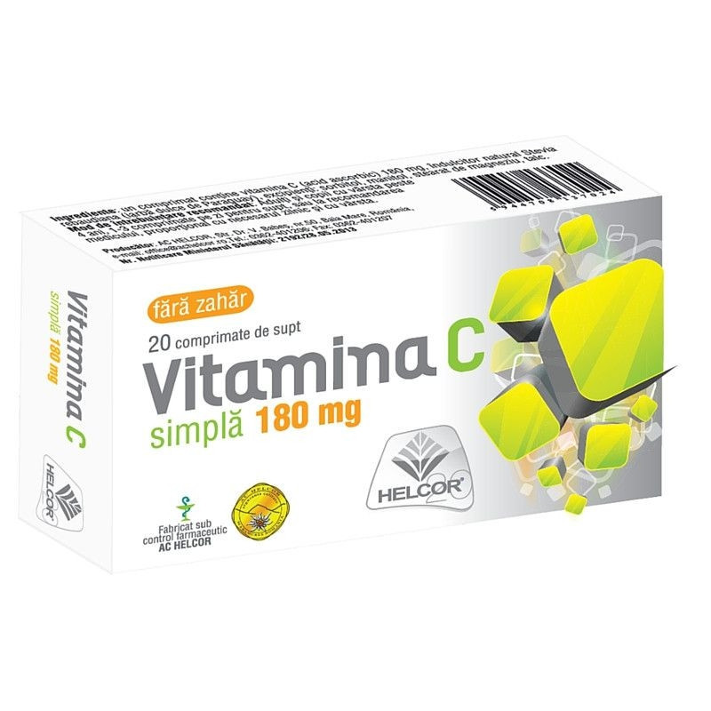 Vitamina C 180 mg Helcor, 20 comprimate de supt (Ambalaj: 20 comprimate)