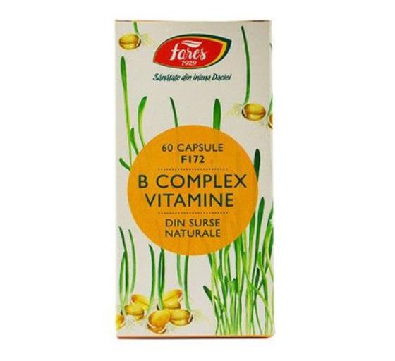 B complex vitamine naturale F172 60 capsule Fares (TIP PRODUS: Suplimente alimentare, Concentratie: 408 mg)